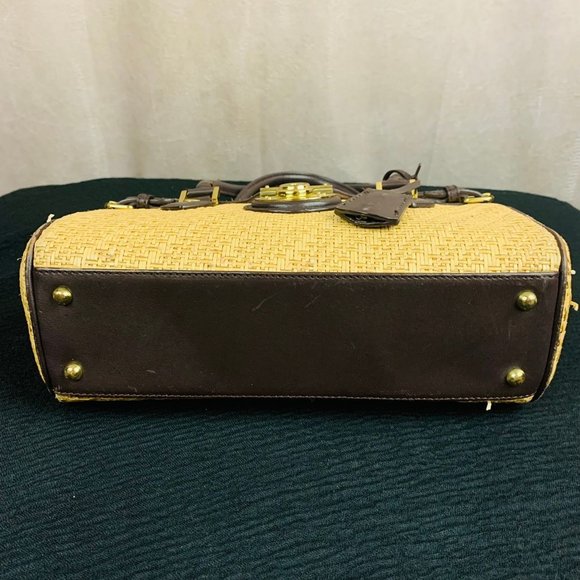 Y2K Brooks Brother Brown Straw Shoulder Bag - Picture 7 of 9